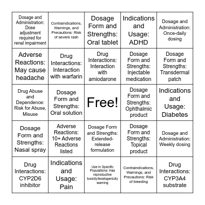 BINGO Rx Bingo Card