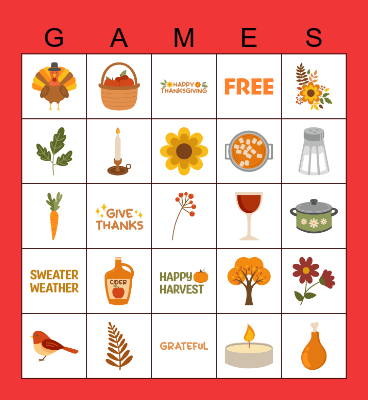 THANKSGIVING Bingo Card