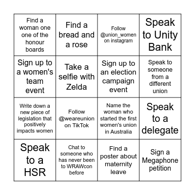 Union Bingo Card