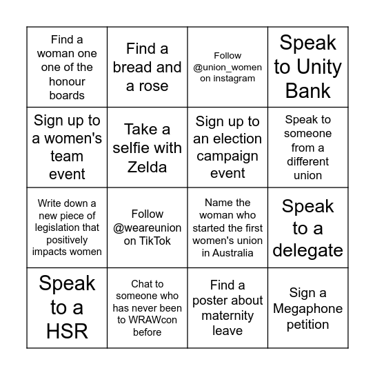 Union Bingo Card