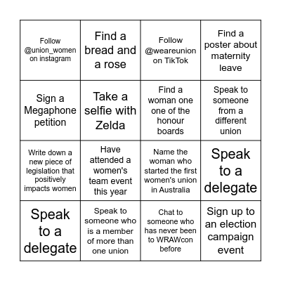 Union Bingo Card