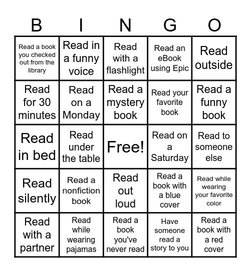 September Reading Bingo Card
