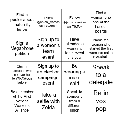 Union Bingo Card