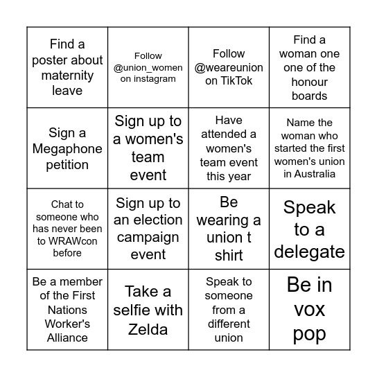 Union Bingo Card