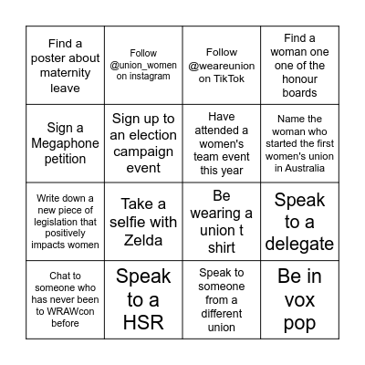 Union Bingo Card