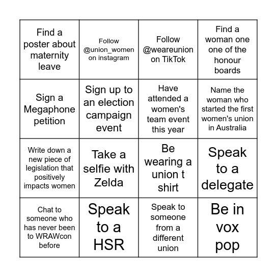 Union Bingo Card