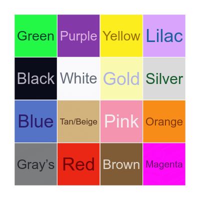 Colors Bingo Card