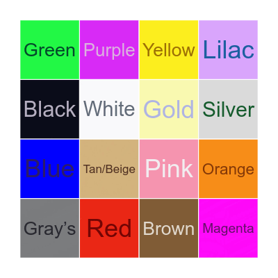 Colors Bingo Card