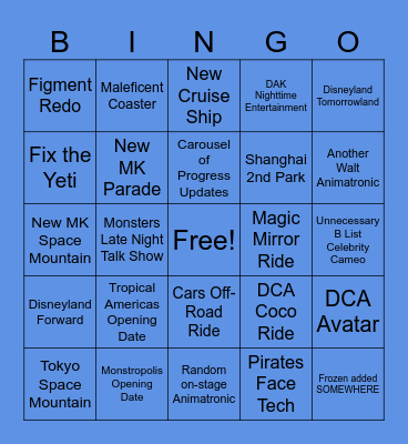 D23 2026 Bingo Card