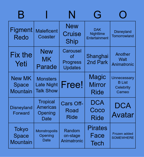 D23 2026 Bingo Card