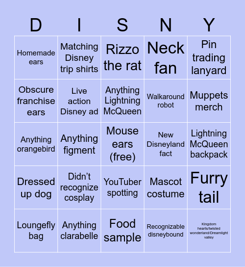 D23 bingo!!! Bingo Card