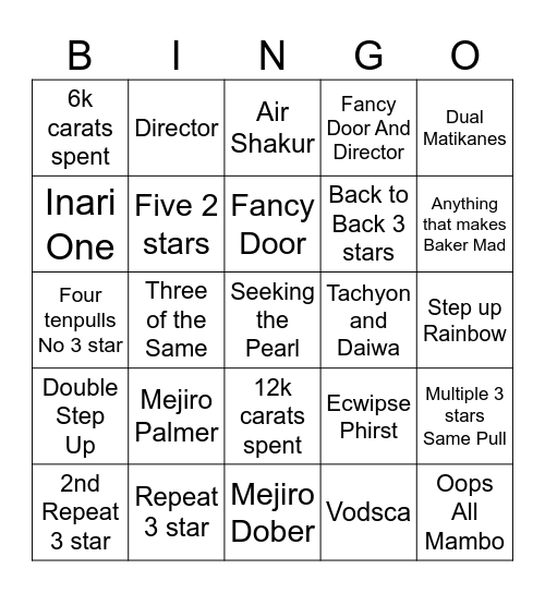 UMA BINGO Card
