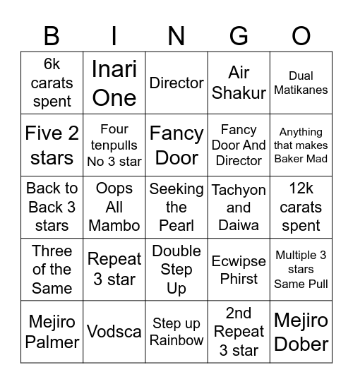 UMA BINGO Card