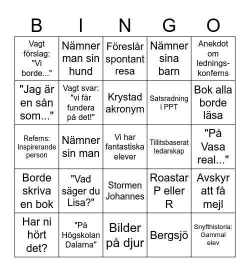 B-Bingo Card