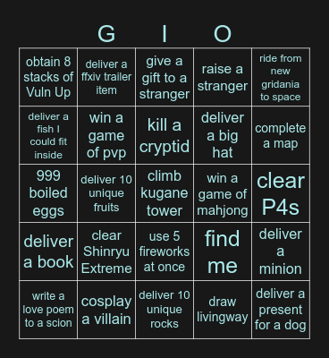 Gio's FFXIV Bingo Card