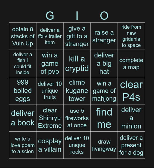 Gio's FFXIV Bingo Card