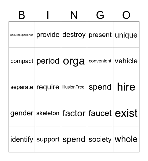 Blossom C 1 -8 Bingo Card