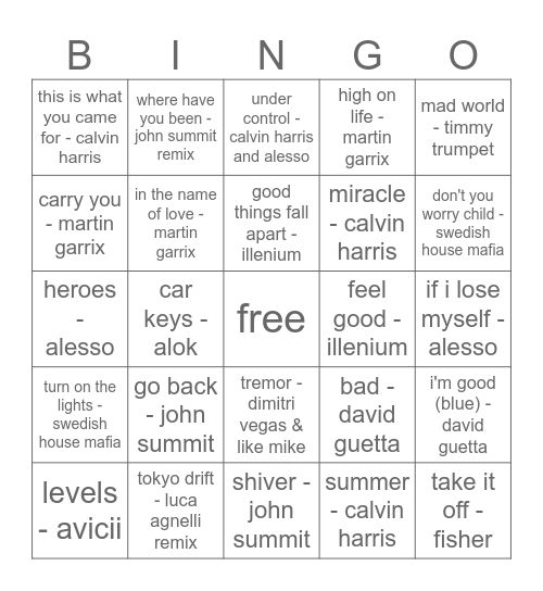 Bryan's Birthday Bingo Card