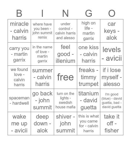 Bryan's Birthday Bingo (Rave Edition) Bingo Card