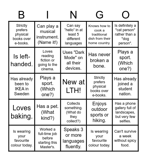 Nolla Bingo Card