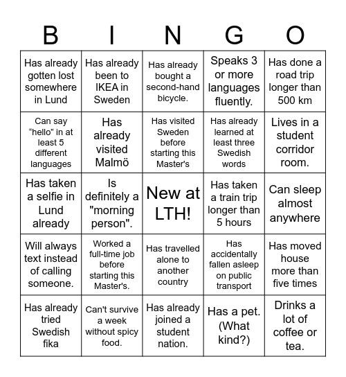 Nolla Bingo Card