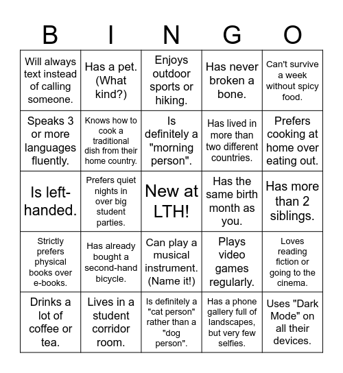 Nolla Bingo Card