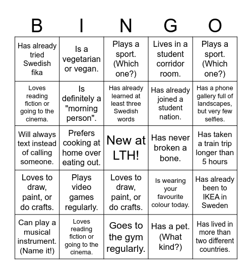 Nolla Bingo Card
