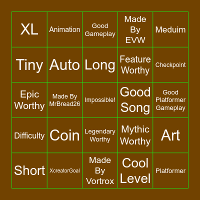 Geometry Dash Bingo Card