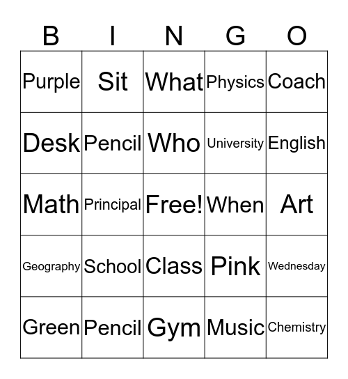 Unit 2 Bingo  Bingo Card