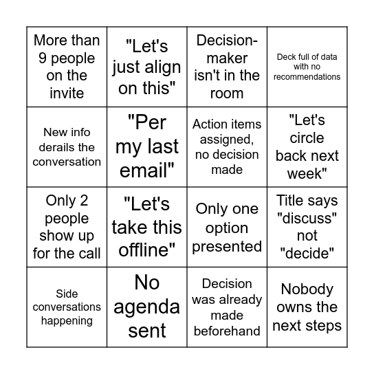 Red Flag Bingo Card