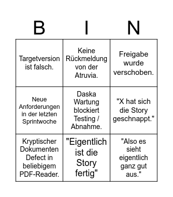 SD Sales Sprint Bingo Card