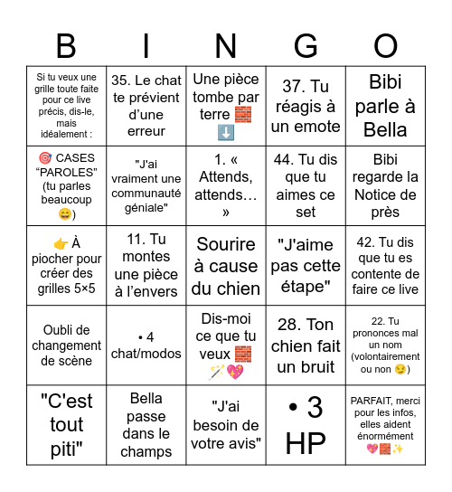 Bibingo Lego Bingo Card