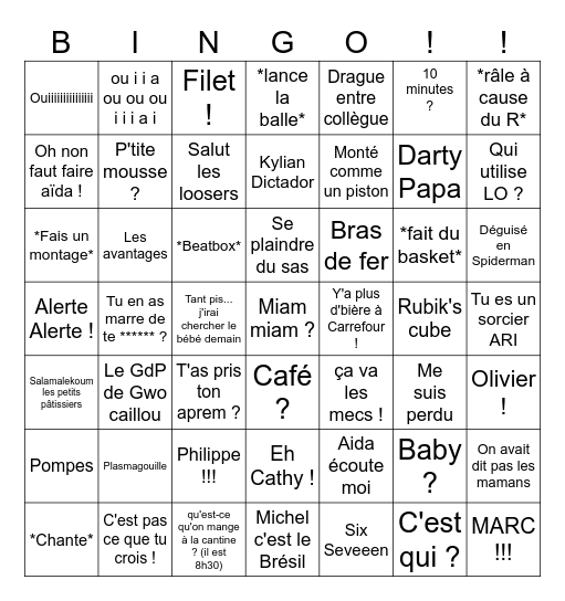 Bingo du Pôle de cons Bingo Card