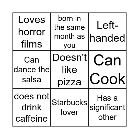 Brother Bingo Card