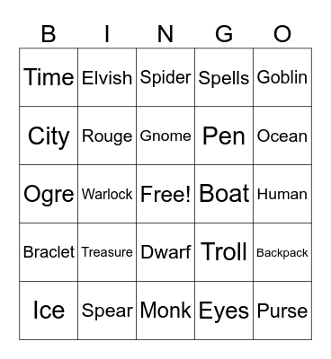 D&D Bingo Card