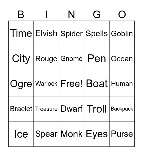 D&D Bingo Card