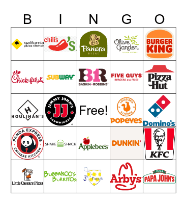 RESTAURANTS Bingo Card