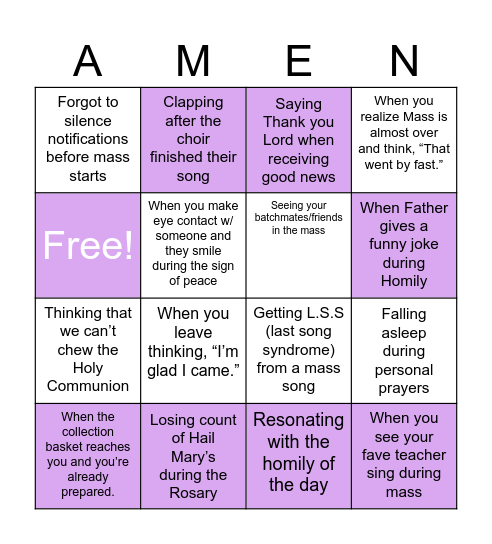 can you relate to this? (Mass edition) Bingo Card