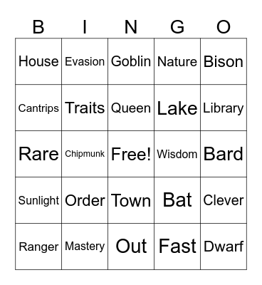 D&D Bingo Card