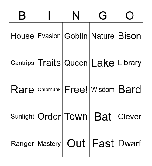 D&D Bingo Card