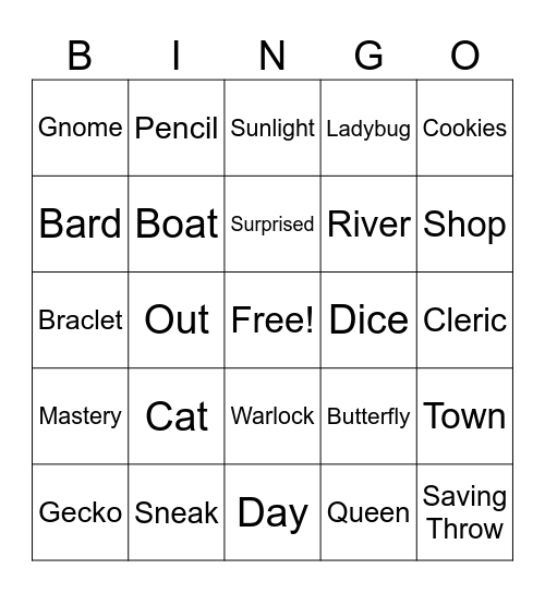 D&D Bingo Card