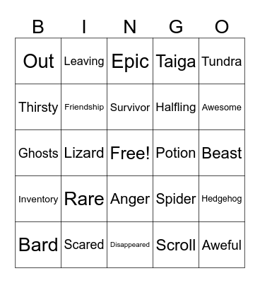 D&D Bingo Card
