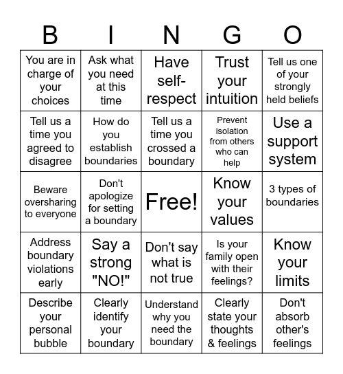 Boundary Bingo Card