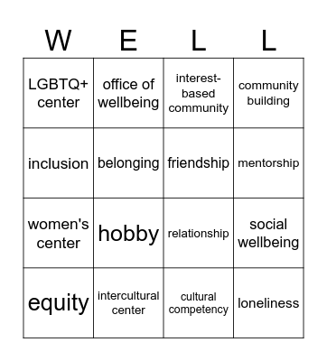 WellBingo Card