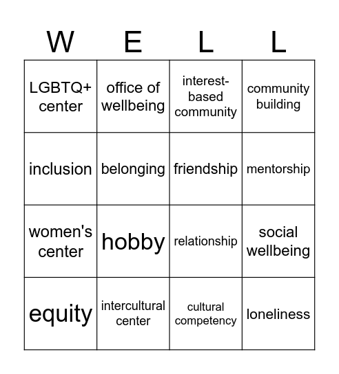 WellBingo Card