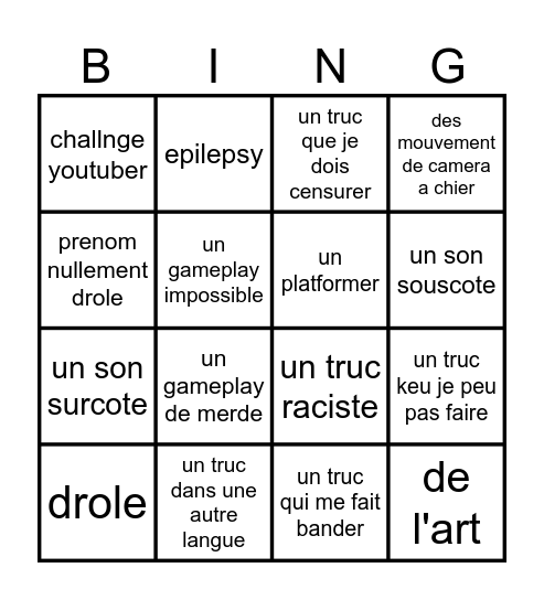 recent tab Bingo Card