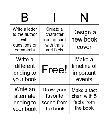 4th Grade Reading BINGO Card