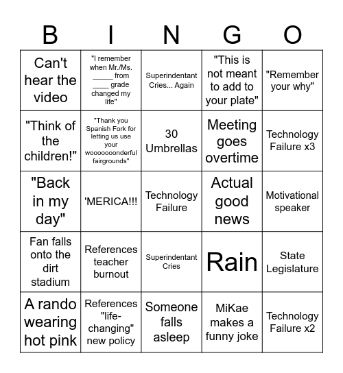 Fairgrounds 27 Bingo Card