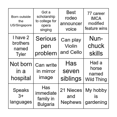 Work Bingo Card