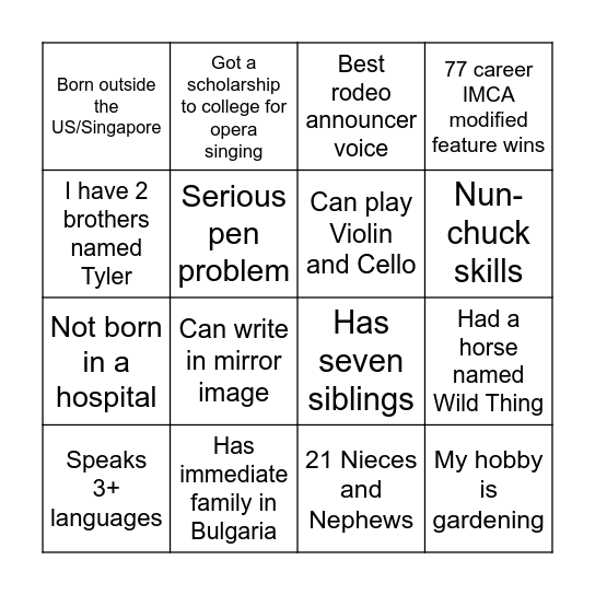 Work Bingo Card